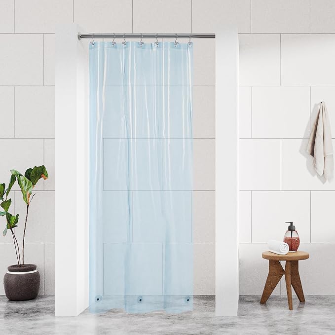 Barossa Design Clear Blue Stall Shower Curtain Liner by BarossaDesign