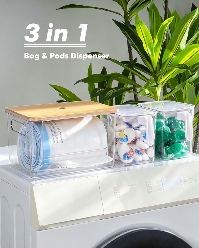 iCASA 3 in 1 Trash Bag and Dishwasher Pod Organizer Garbage Bags Dispenser - Image 2