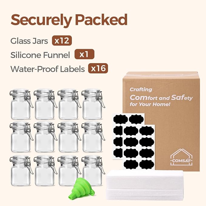 ComSaf Square Glass Spice Jars 4 oz 12 Pack - Image 8
