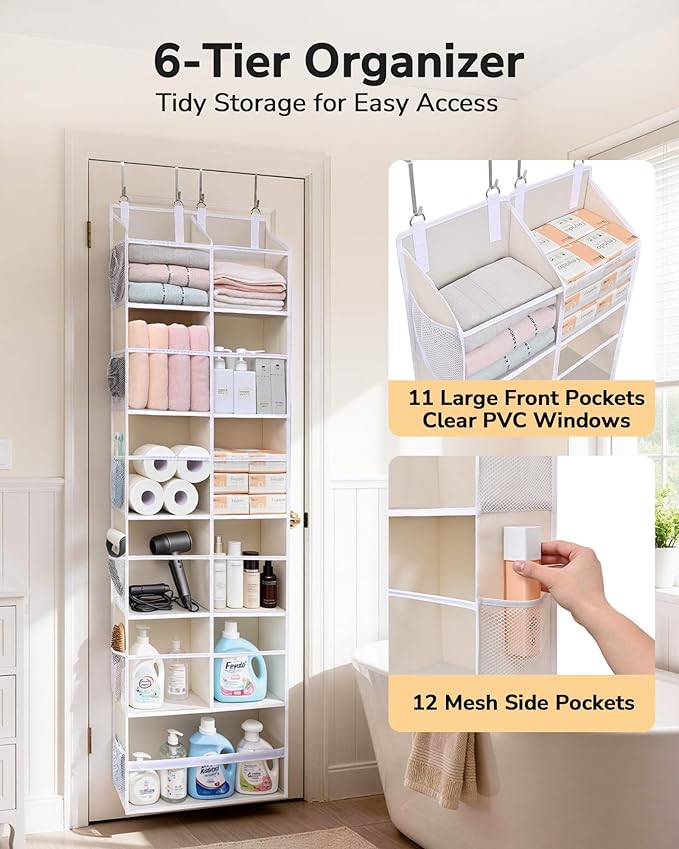 ULG Over the Door Organizer, 6-Tier Hanging Storage - Image 3