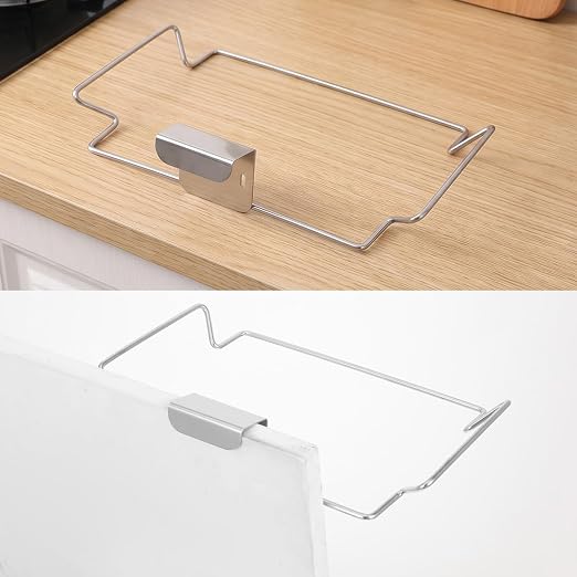 Large Stainless Steel Under Sink Garbage Trash Bag Holder Portable | Metal - Image 7