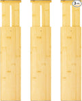 VaeFae 3 Pack Bamboo Drawer Dividers, 4" High Adjustable 16.6" - 21.8" Clothes Drawer Organizers, Expandable Separators for Bedroom/Bathroom/Kitchen/Office Storage