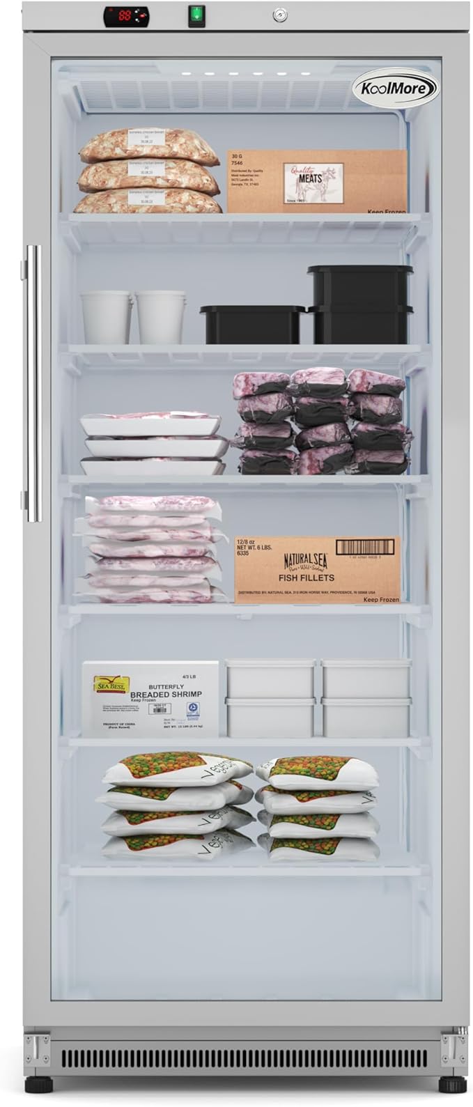 KoolMore 21 Cu. Ft. Commercial Freezer with Glass Door in Stainless Steel - Manual Defrost (KM-GDF20MD)