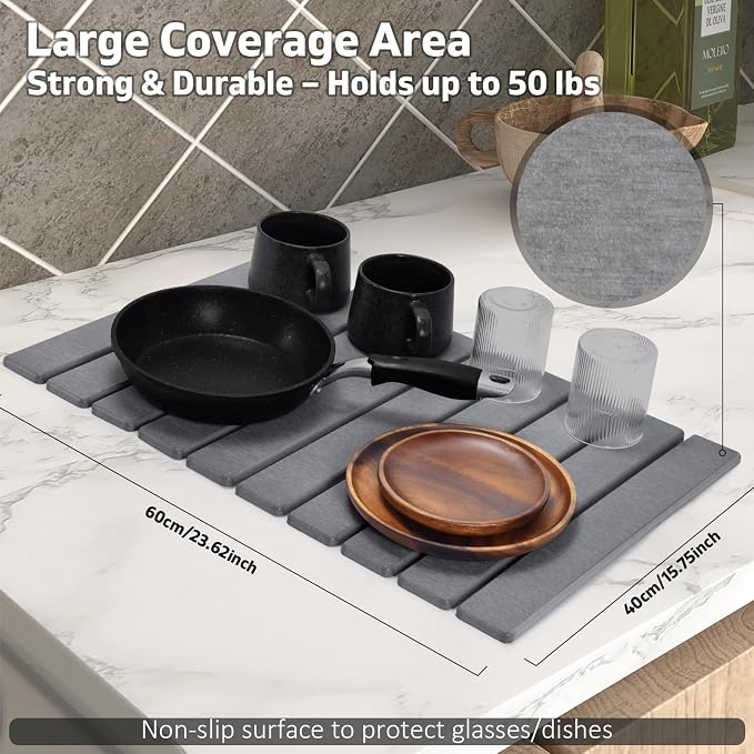 2 PCS Large Stone Dish Drying Mat - Image 4