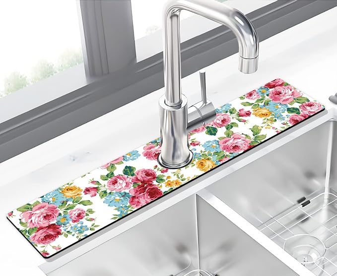 Kitchen Sink Splash Guard Faucet Mat Super Absorbent Fast Drying Mat Sink by THIDEAPE