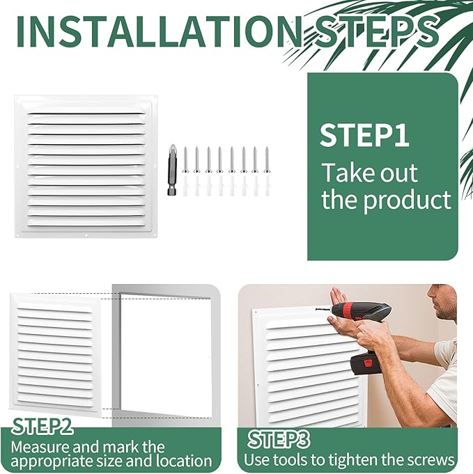 Gable Vents (12" x12" 2Pcs) Aluminum Walls, Lofts, Garages More, More with Screens, Metal Shed Vents, Outdoor Houses, Loft Ceiling Reinforcement, Square Vents, Blinds, Exterior Grille(White)