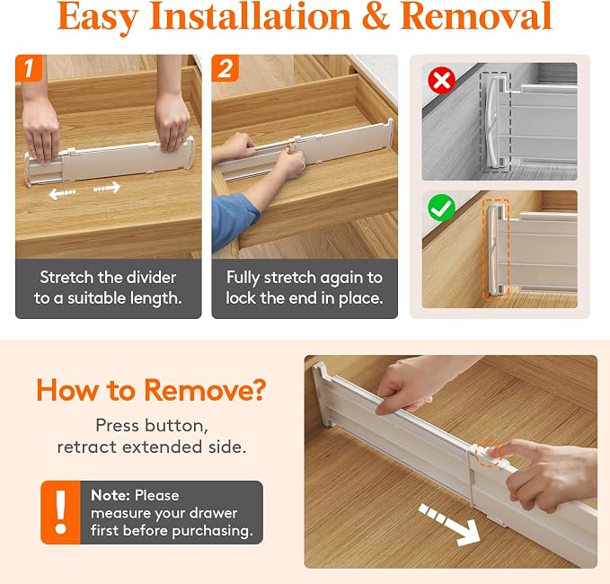 Lifewit 5 Pack 4" High Drawer Dividers, Adjustable Drawer Organizer Clothes | - Image 5