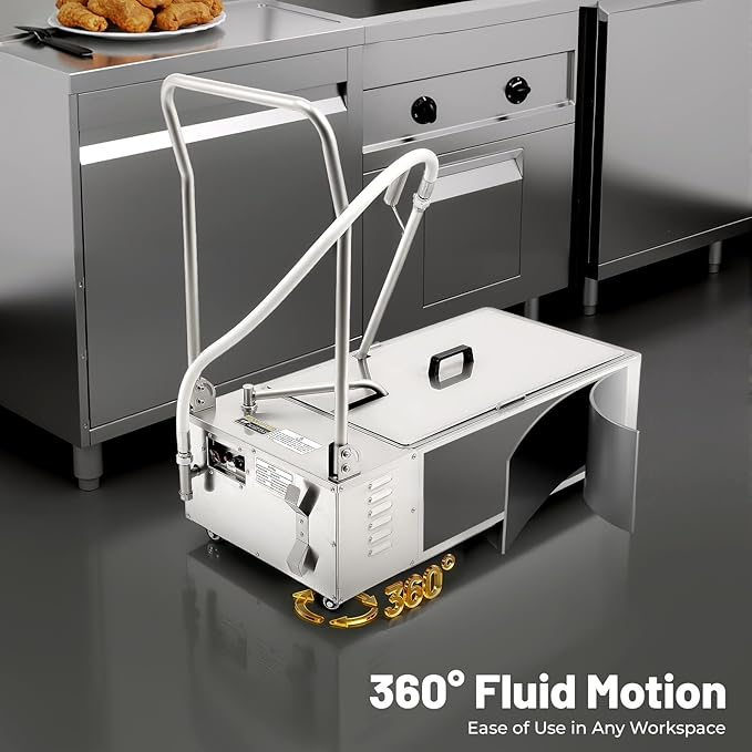 55L Oil Filter Machine for Deep Fryers, Commercial Kitchen Oil Filtration System 10L/min, Frying Oil Filter System Machine, Cooking Oil Filter Pump & Oil Hose for Restaurants & Home Use