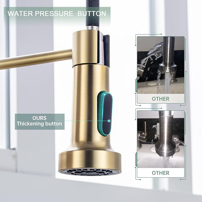 WEWE Pull-Down Kitchen Faucet, 2-Mode Sprayer, High Arc | 17-Inch Height - Image 4