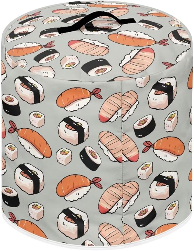 Dust Cover for 6 qt Air Fryer & Pressure Cooker Kitchen Appliance Accessories, Portable Pressure Cooker Air Fryer Rice Cooker Dust Cover Grey Sushi Print Small Appliance Covers