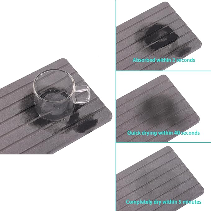 2 PCS Water Absorbent diatomite Coasters, 9.5" x 5.5" Water Absorbing Stone Tray for Sink, Stone Drying mat for Kitchen Counter, Stone soap Tray Used for Hand Soaps & toiletries & Plants
