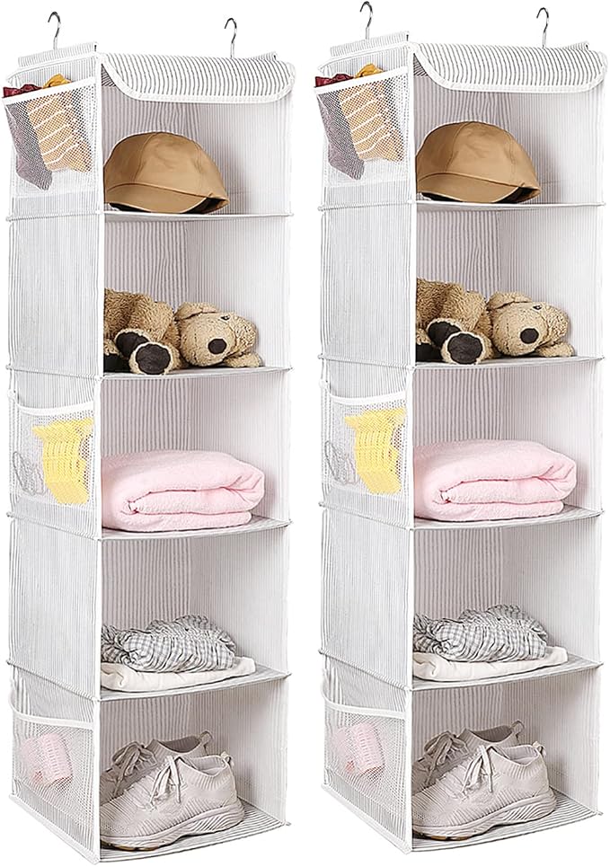 5 Shelves Hanging Closet Organizer, 2 Pack Hanging Storage - Image 7
