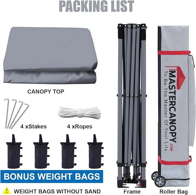 MASTERCANOPY Heavy Duty Pop-up Canopy Tent with Sidewalls (8x8,Gray)