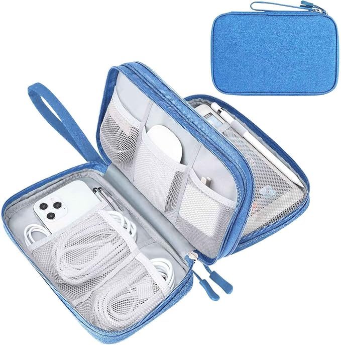 FYY Electronic Organizer, Travel Tech Pouch Bag, Cyan | Wrist Strap, Waterproof by FYY