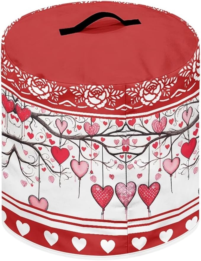 TODIYADDU Red Rose Heart Dust Cover for Electric Pressure Cooker Valentines Air Fryer Cover Dust Cover with Storage Pocket and Handle Portable Instant Pots 3 Quart Pressure Cooker Cover Present