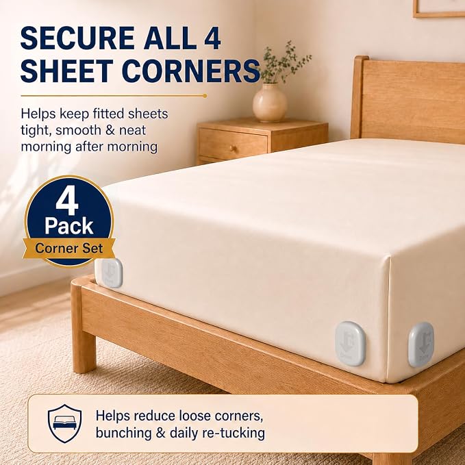 Bed Sheet Holders for Corners, 90° Quick-Lock Fitted Sheet Holder, no metal - Image 6