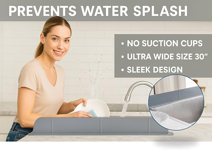 30 inch Premium Kitchen Sink Silicone Water Splash Guard SIZE UPGRADE 30" and - Image 7