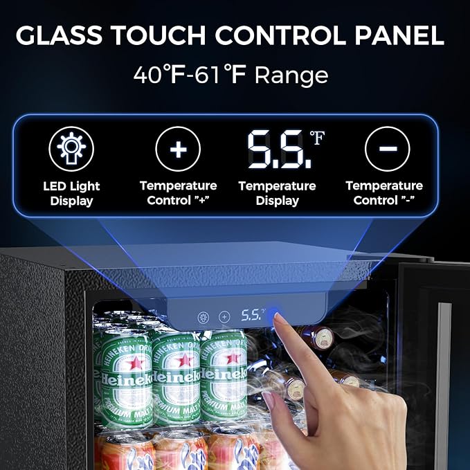 Mini Fridge 68 Can Beverage Refrigerator Cooler, 1.7 Cu.Ft Drink Fridge forSoda Wine Beer, Digital Temperature Control Cooler for Home, Dorm, Bar