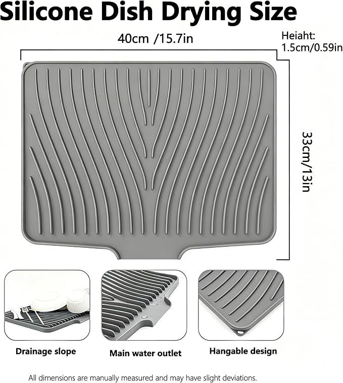 Silicone Dish Drying Mat, 15.7"*13"Dish Drying Pad, Kitchen Accessories - Image 2