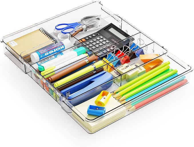 Yieach Expandable Desk Drawer Organizer Tray, 1.8 Inch High Junk Drawer by Yieach