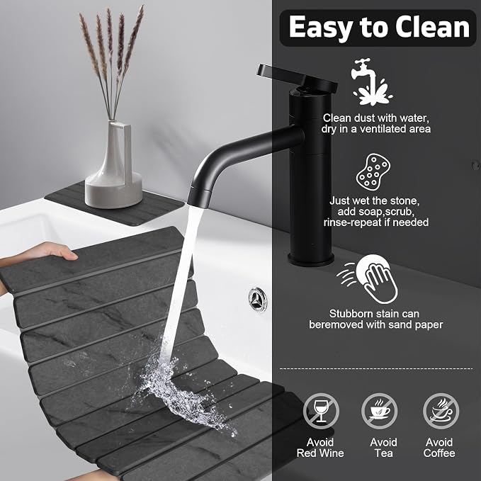 2 PCS Stone Dish Drying Mat for Kitchen Counter, Fast Drying Collapsible Dish - Image 6