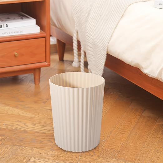 Small Bathroom Trash Can Plastic Wastebasket Garbage Can Beige 2 Pack | Sturdy - Image 6