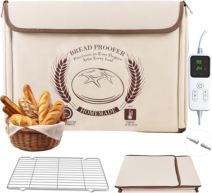AICNLY Foldable Bread Proofing Box –Sourdough Starter Warmer Box with 77-122℉ Temp Control & 48H Timer, Insulated Fermentation Chamber for Sourdough, Yogurt, Pizza & Kombucha