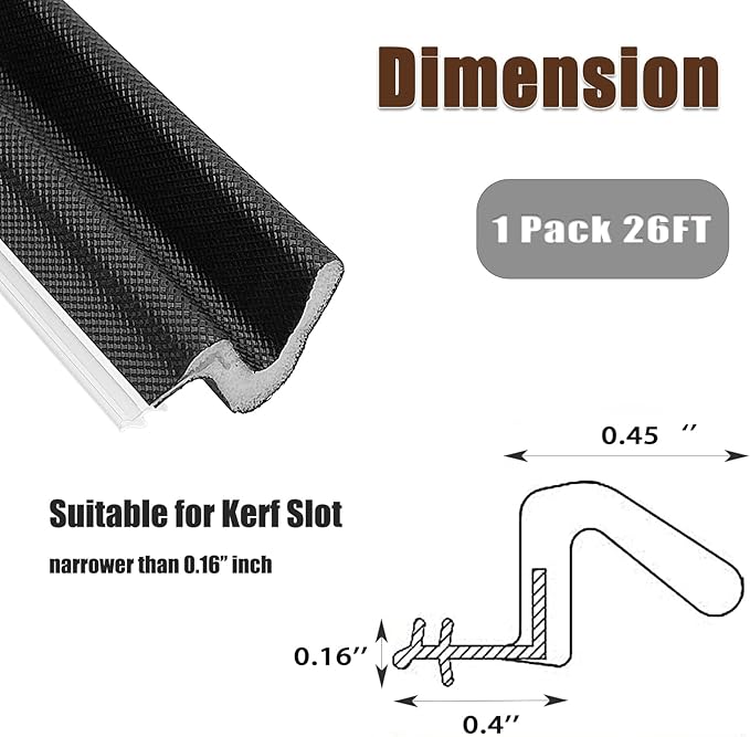26 FT Door Frame Kerf Non-Adhesive Weather Stripping Seal Strip PU Foam, PE Cover, Groove Slot Installation for Large Gap, Sound Heat Insulation, Dust Water Prevention (26ft, White, Flanged)