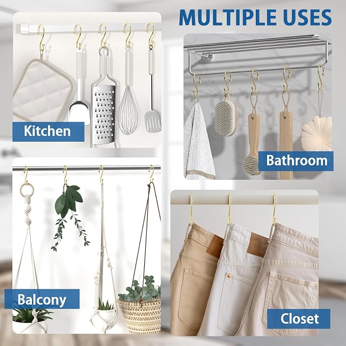 Goowin Shower Curtain Hooks, Rustproof Gold Shower Curtain Hooks, Kitchen - Image 8