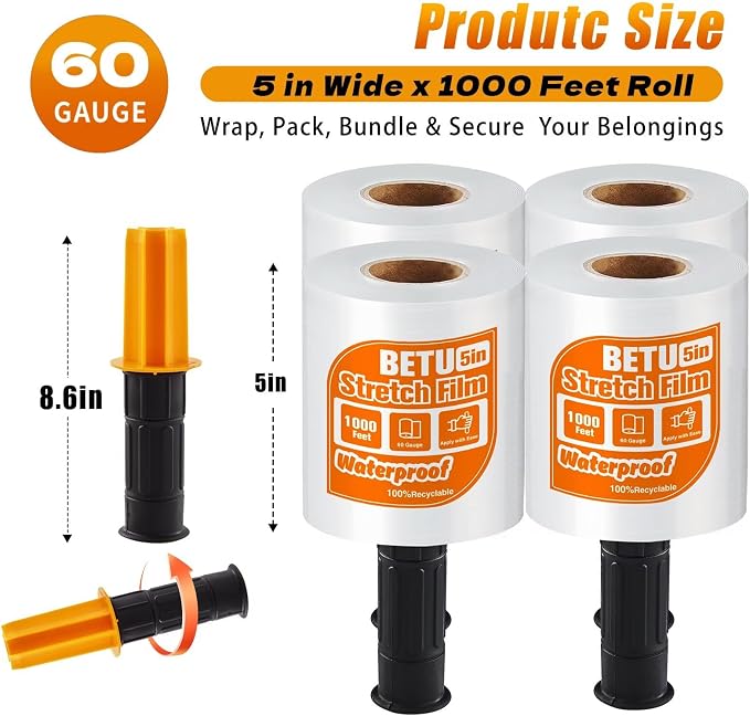 Stretch Film Shrink Wrap for Moving Supplies x 1000ft, Industrial Strength - Image 2
