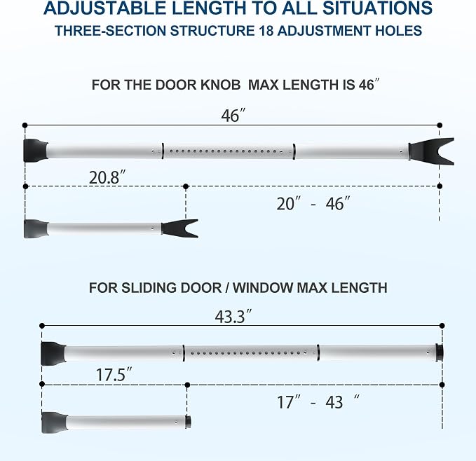 Rerishom Door Security Bar, Heavy Duty Door Stopper Jammer - Image 3