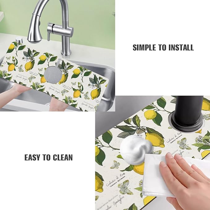 Sink Faucet Absorbing Mat, 2 Pack Drying Mat Around Faucet Sink Splash Guard - Image 6