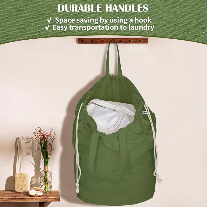 Canvas Laundry Bags with Handles & Square Base 16"Wx16"D x27.6"H - Image 4