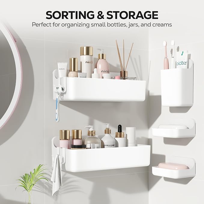 Nieifi Adhesive Shower Shelves, 5 Pieces - Image 3