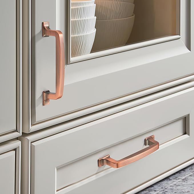 Khtumeware 10 Pack 3 Inch Cabinet Handles - Brushed Antique Copper Cabinet Pulls and Drawer Handles