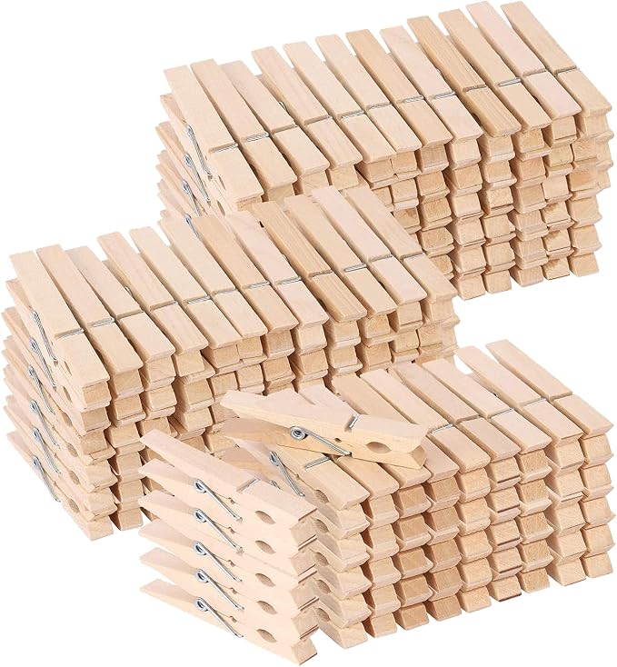 200pcs 3inch Clothes Pins Wooden Clothespins Heavy Duty Spring Wood Clips by Tecbeauty