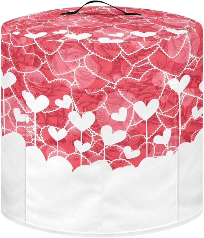 Pink Love Heart Print Air Fryer Cover 3 Quart Valentine's Day Theme Kitchen Appliance Dust Cover for Pressure Cooker Cover/Toaster/Oven/Rice Cooker/Steamer
