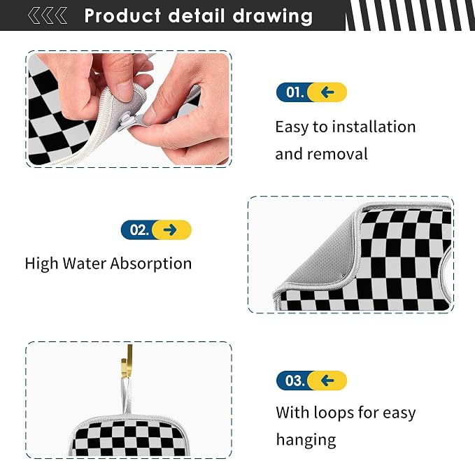 Checkered Black and White Sink Mat - Image 5