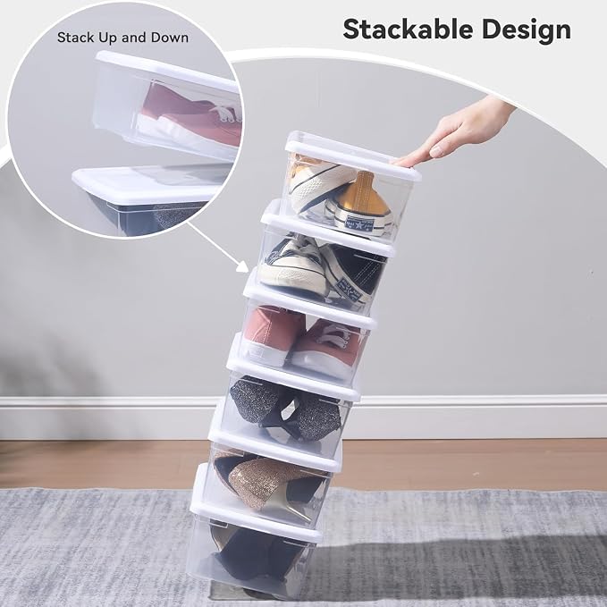 novelinks 12 Pack 6 Quart Clear Plastic Shoe Storage Bins - Image 4