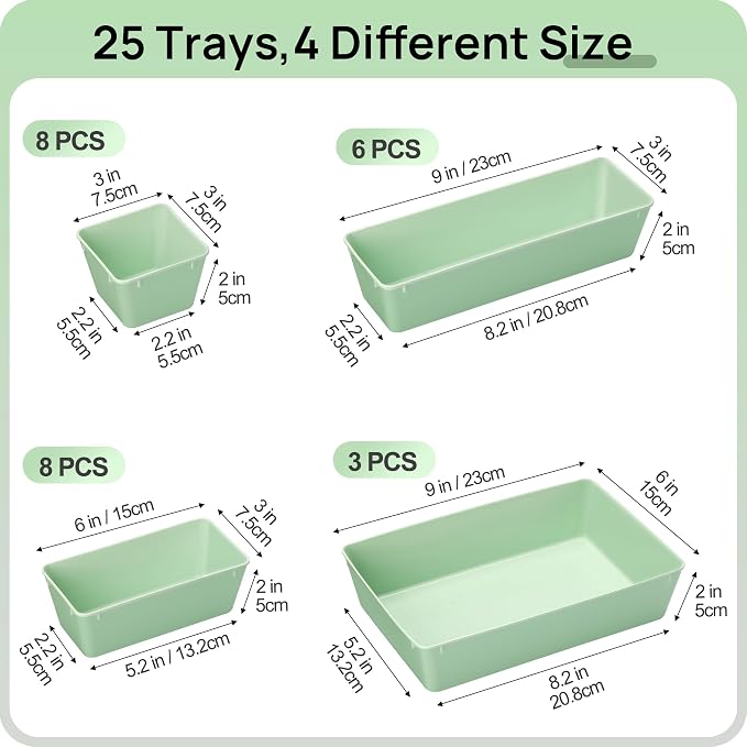 Vtopmart 25 Pack Plastic Drawer Organizers - Image 2