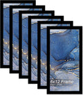 6x12 Picture Frame Set of 6, Black Frame for 6 x 12 Inch Picture Poster Photo, Light Weight and High Transparent 6 by 12 Frame for Wall - 6 Pack/Black/6"x12"
