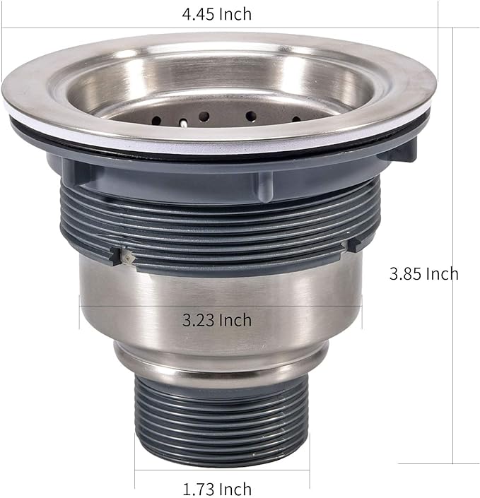 3-1/2 Inch Sink Drain Assembly Kit, Removable Deep Sink Strainer Basket with Sink Stopper/Sealing Lid for Home, Kitchen, Stainless Steel