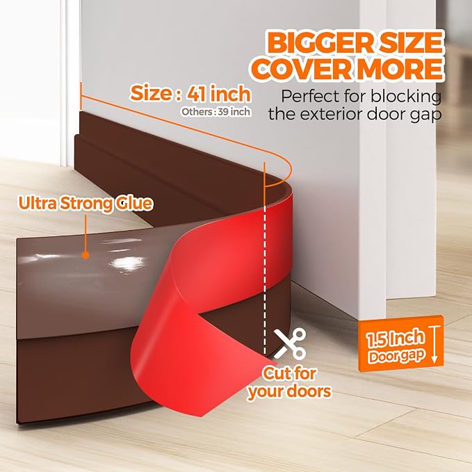 Holikme Under Door Draft Stopper 41inch Weather Stripping Door Seal - Image 4