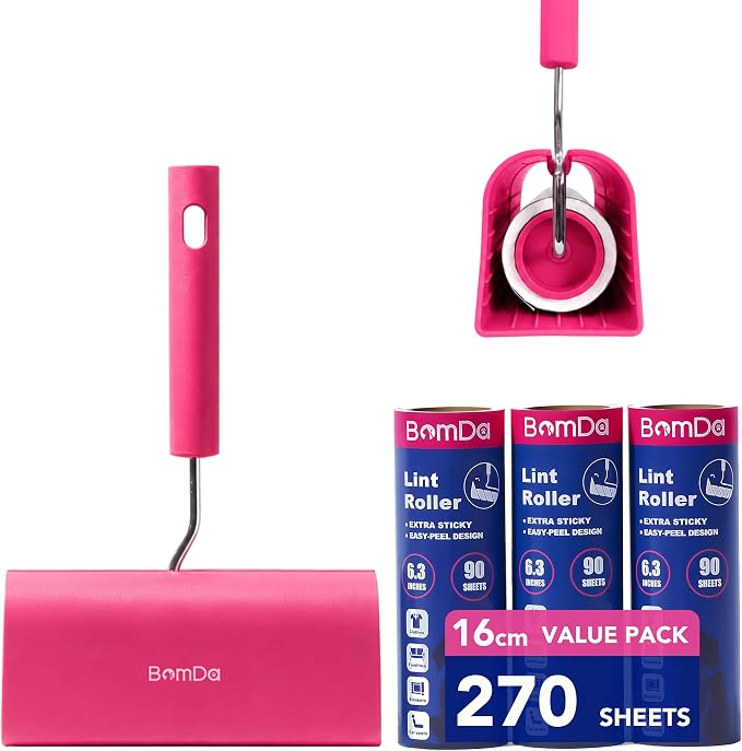 Extra Sticky Large Surface Lint Roller, 6.3''Wide Roller by BomDa