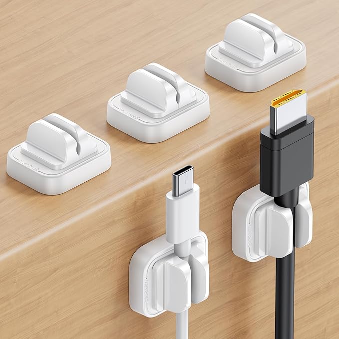 Lamicall 5 Pack Spring Fixed Cord Holder Clips, Desk Cable Organizer | by Lamicall