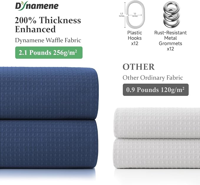 Dynamene Stall Waffle Shower Curtain 256 GSM Heavy Fabric 36x72 Navy Blue - Image 5