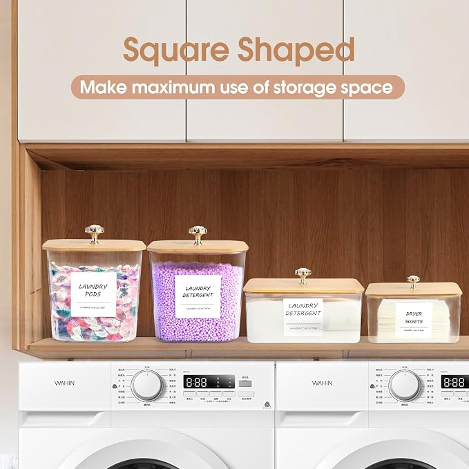 4 Pack Laundry Room Organization Storage Containers, Plastic Clear Laundry Pods - Image 3