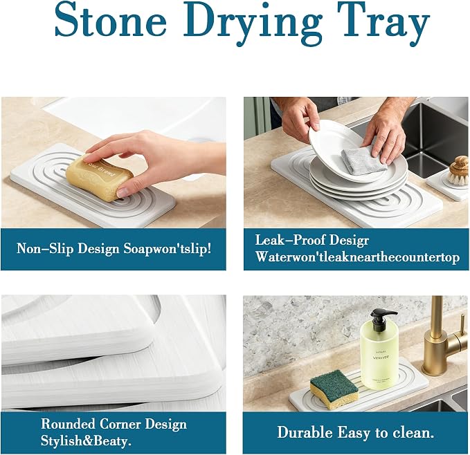 2 PCS Water Absorbing Stone Tray - Image 5