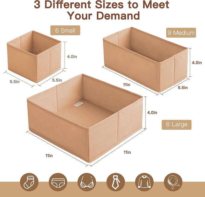 Drawer Organizer Clothes, 21 Pack Dresser Organizer - Image 2