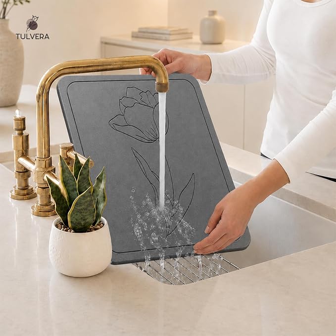 Stone Dish Drying Mat for Kitchen Counter – Diatomaceous Earth Drying Mat | - Image 6